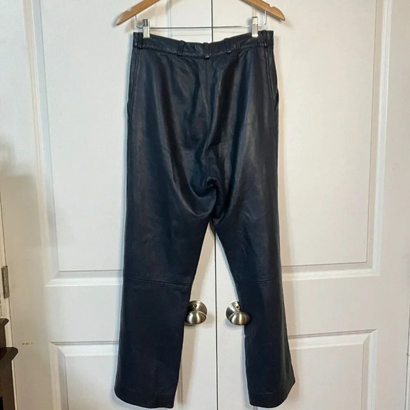 Vintage Creation Jez Montreal Navy Blue Leather Pants Straight Leg Lined - Picture 10 of 10